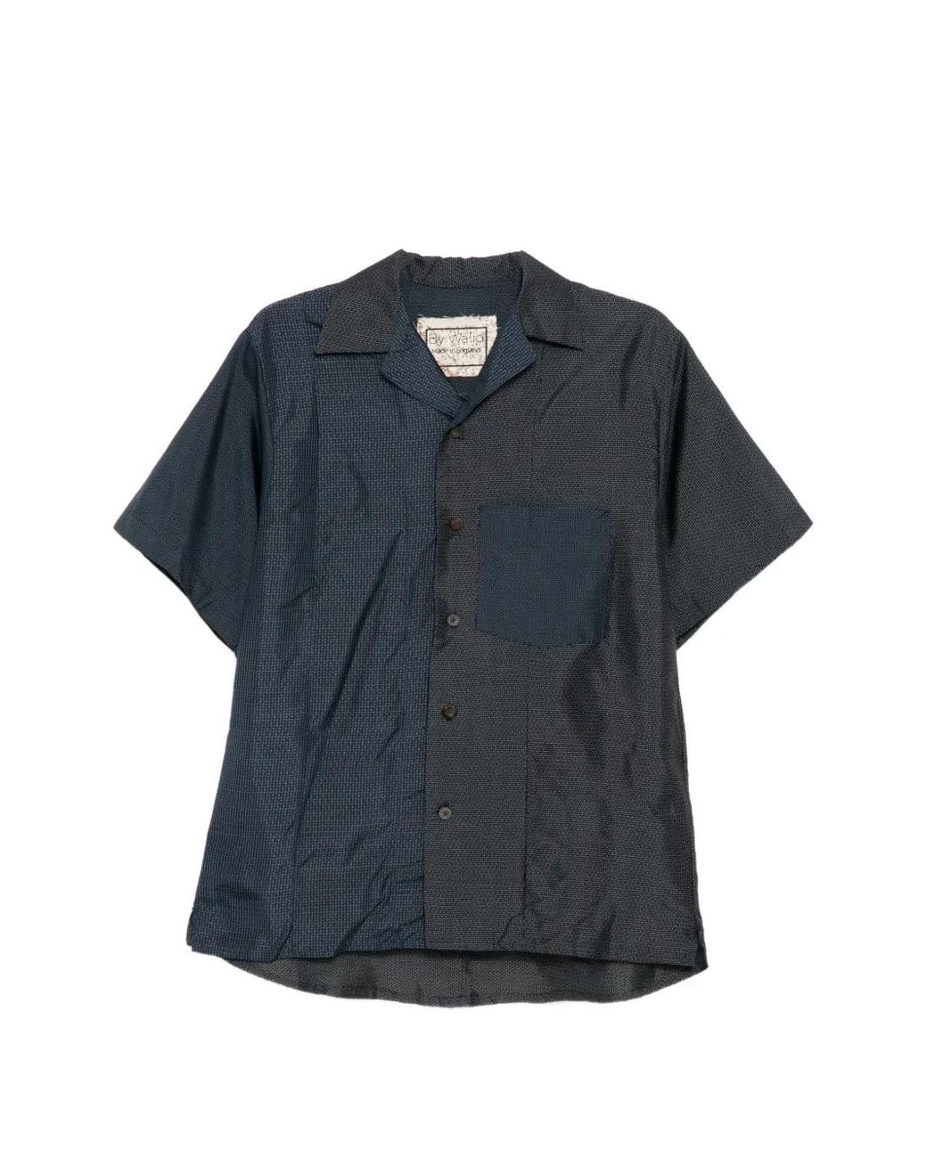 By Walid Blue Oshima Kimono Cuban Shirt for men
