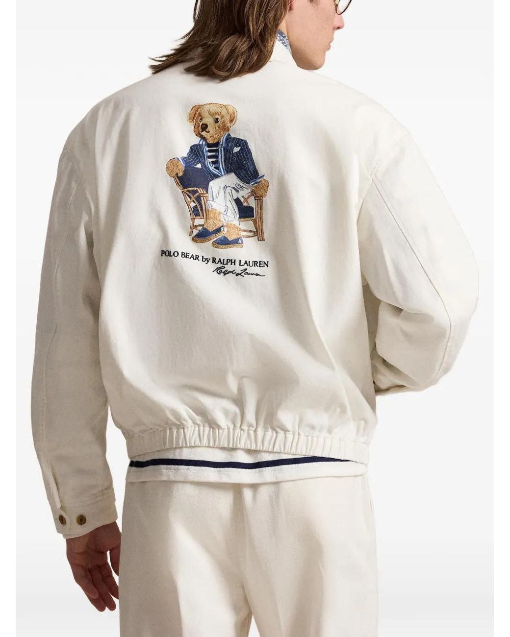 Polo Ralph Lauren White Bear-Embroidered Twill Jacket for men