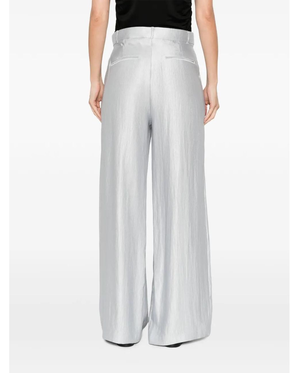 ELEH White Pleated Palazzo Pants