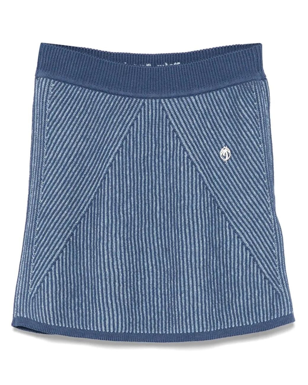 Palm Angels Blue Ribbed-Knit Skirt