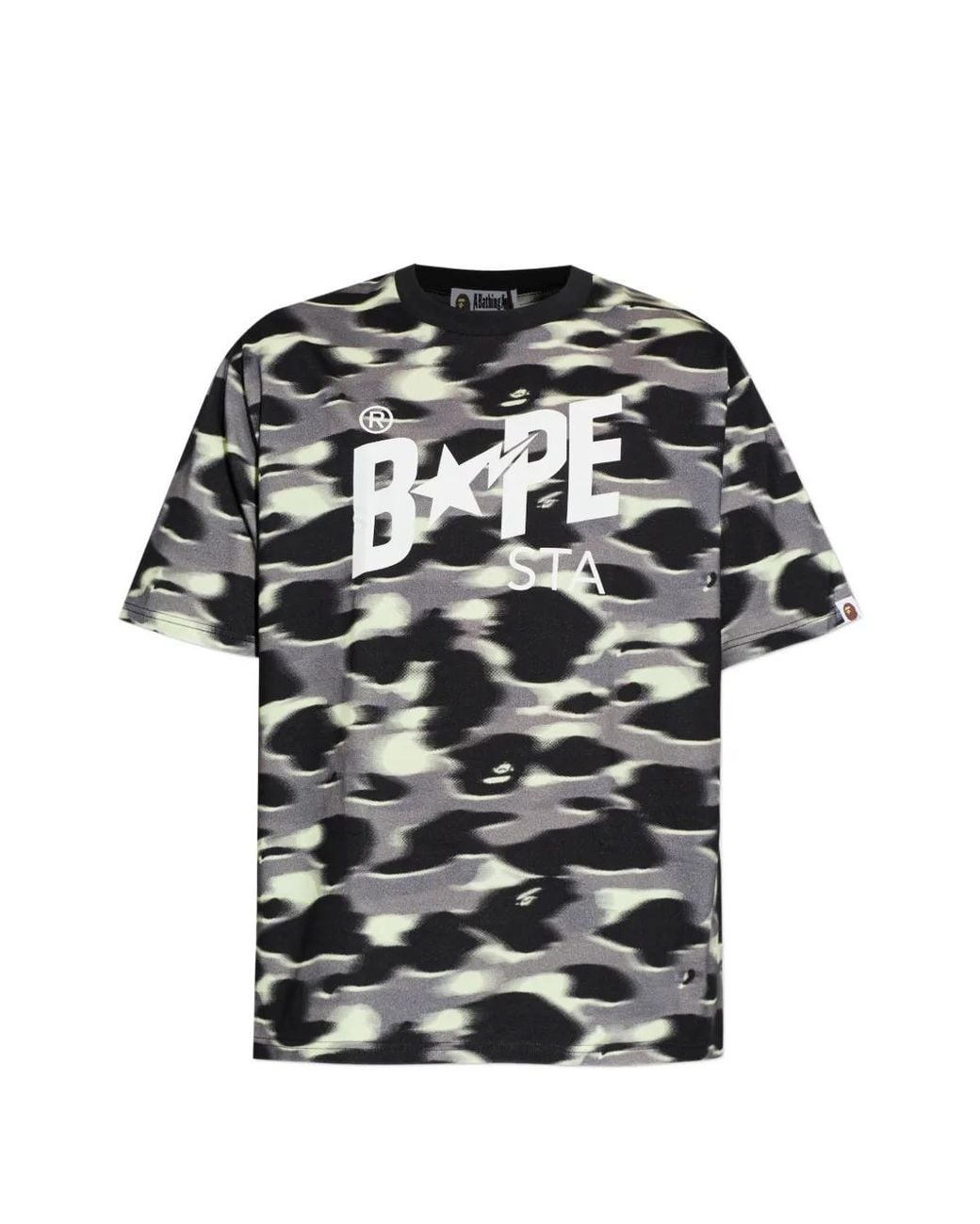 A Bathing Ape Black Camouflage-Print Short-Sleeve T-Shirt for men