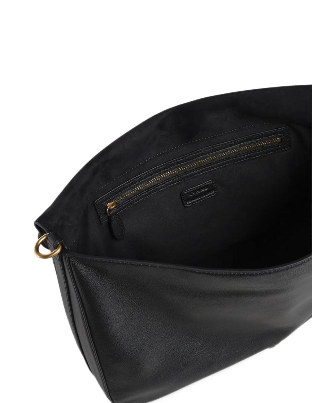 Pinko Black Love Birds Leather Shoulder Bag