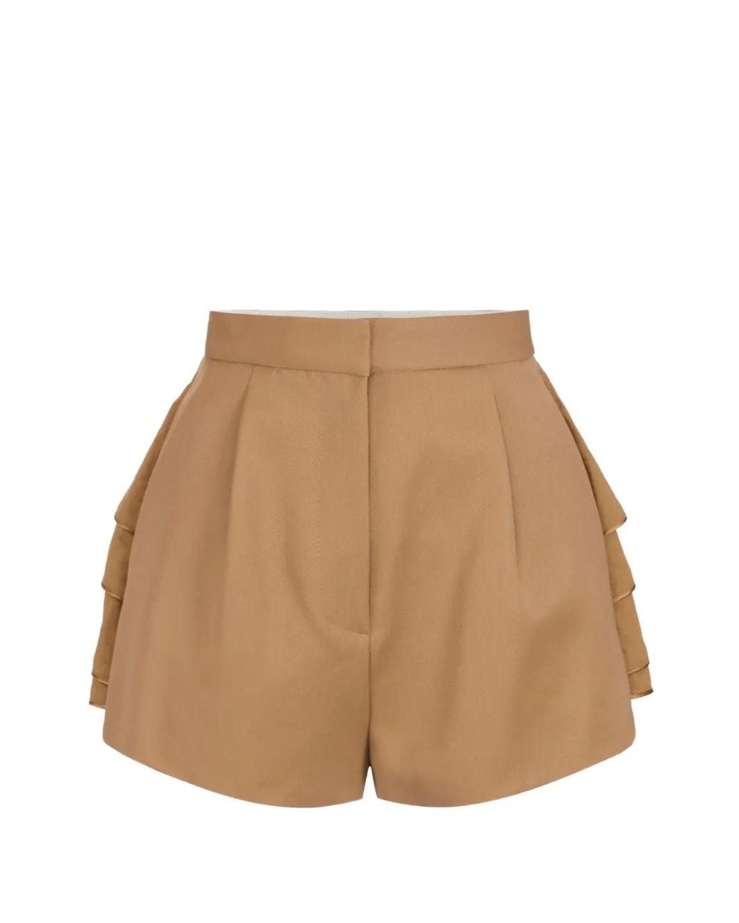 Elisabetta Franchi Natural Short En Gabardine À Volants