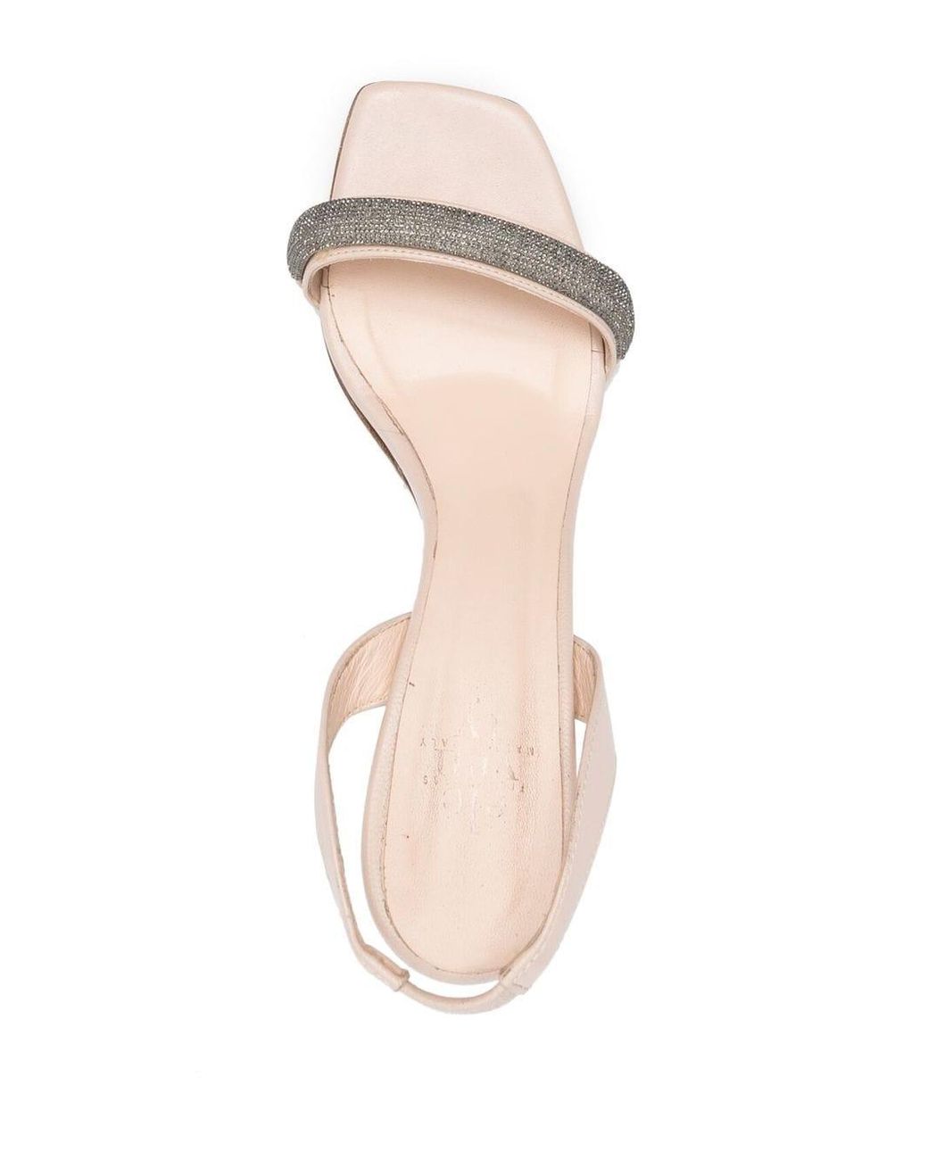 Eleventy Crystal-detail Leather Sandals in Natural | Lyst