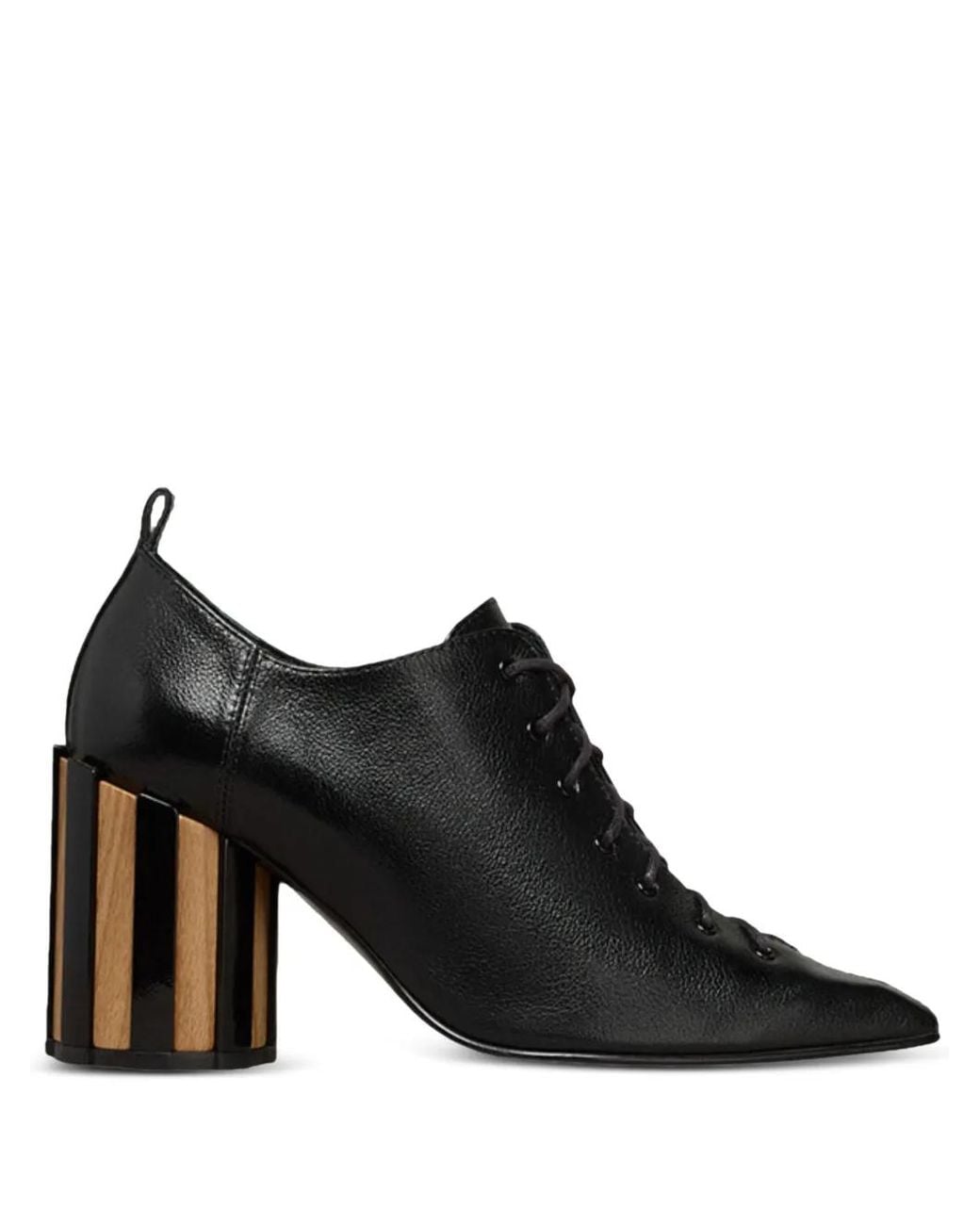 AMI Black 90Mm Pointed-Toe Lace-Up Ankle Boots
