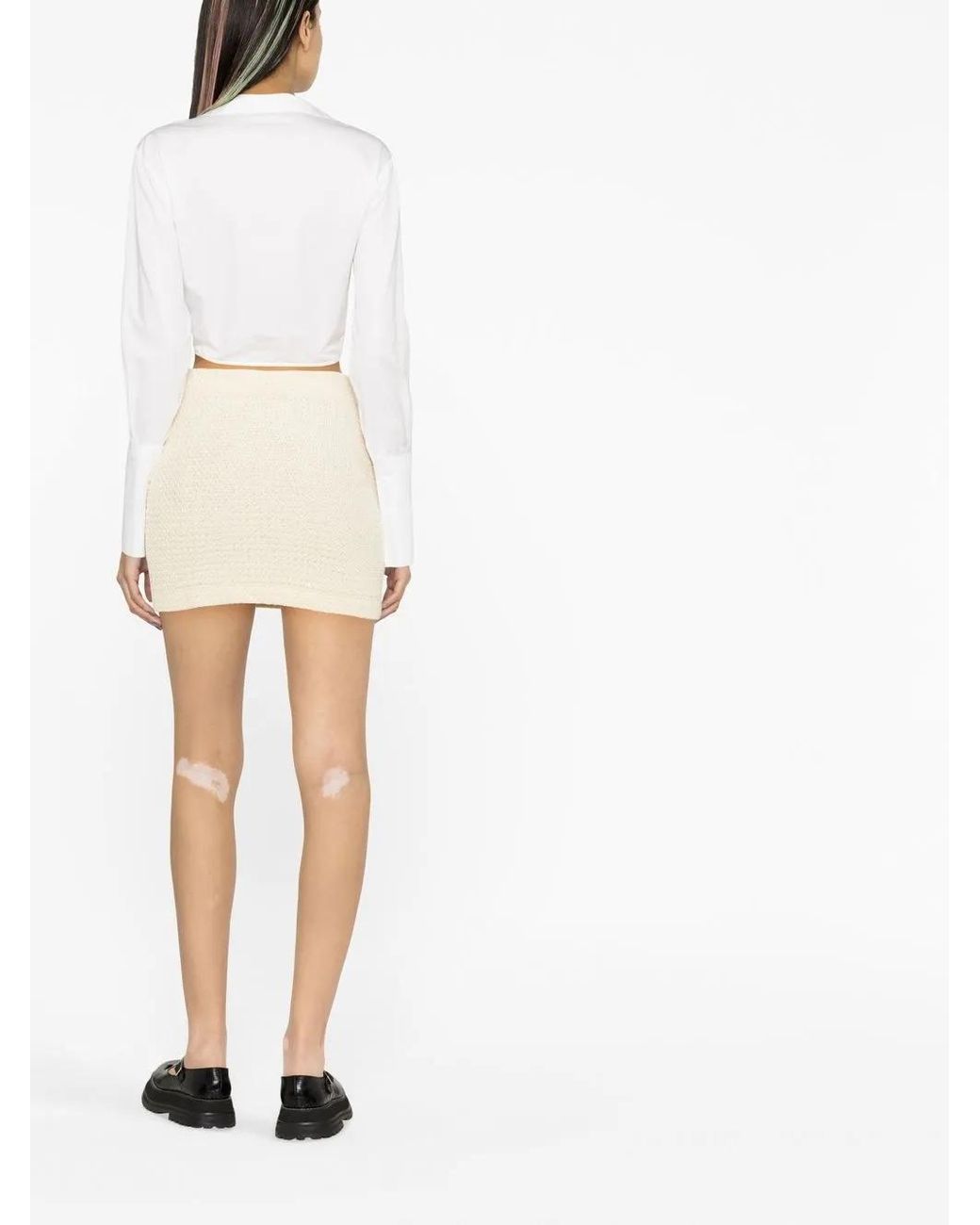 Self-Portrait Natural Elf-portrait Sequin Knitted Mini Skirt