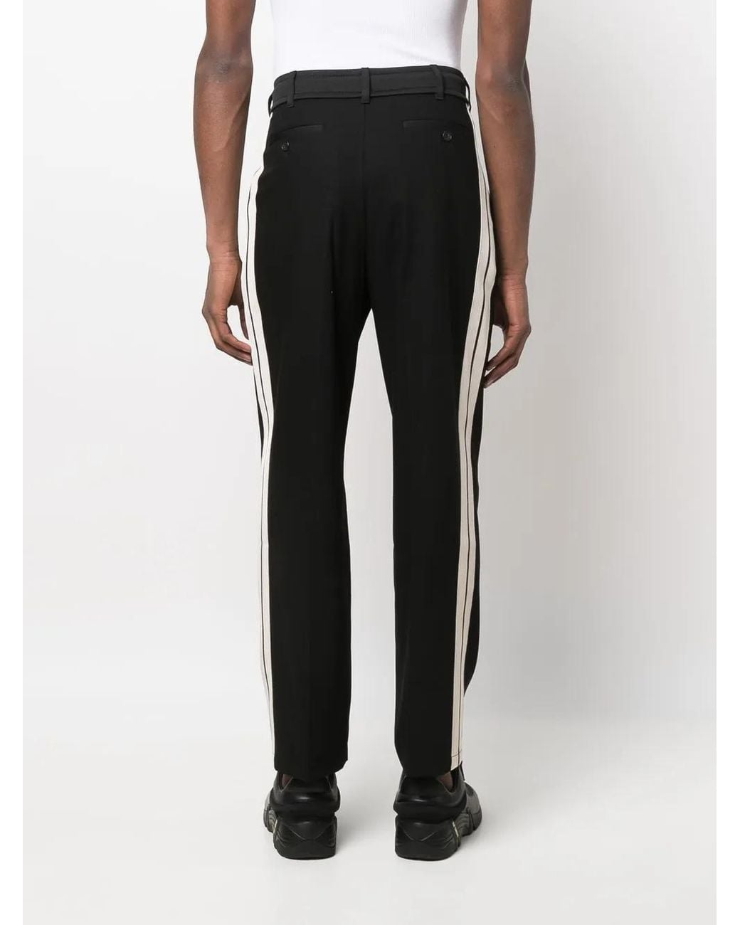 Palm Angels Black Side-Stripe Straight-Leg Trousers for men