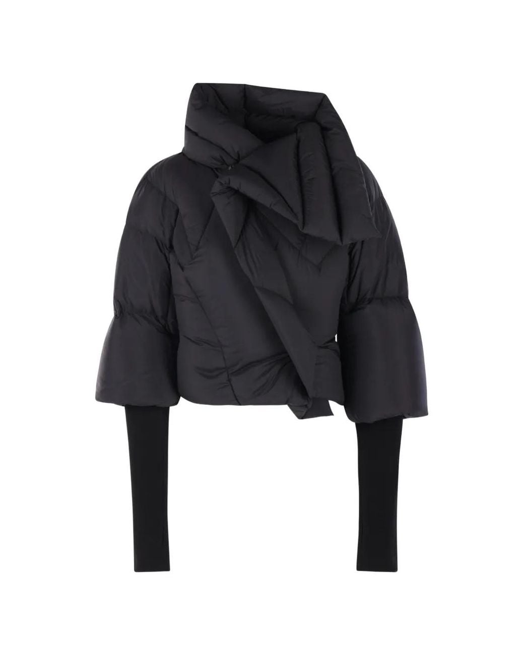 Yehuafan Black Quilted Asymmetric Jacket