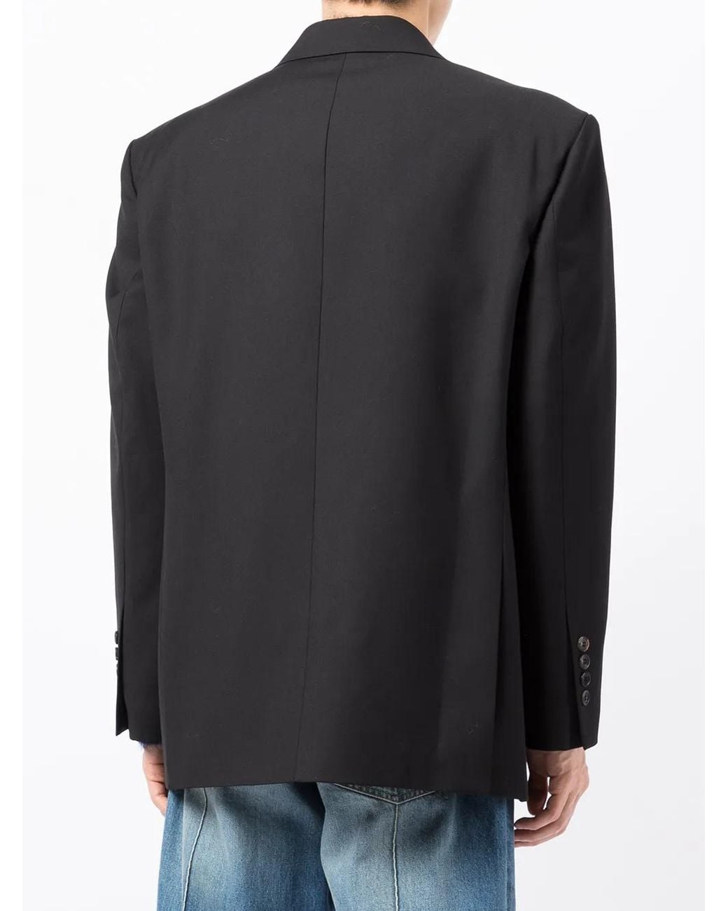 we11done Black Oversized Suit Logo-Patch Blazer