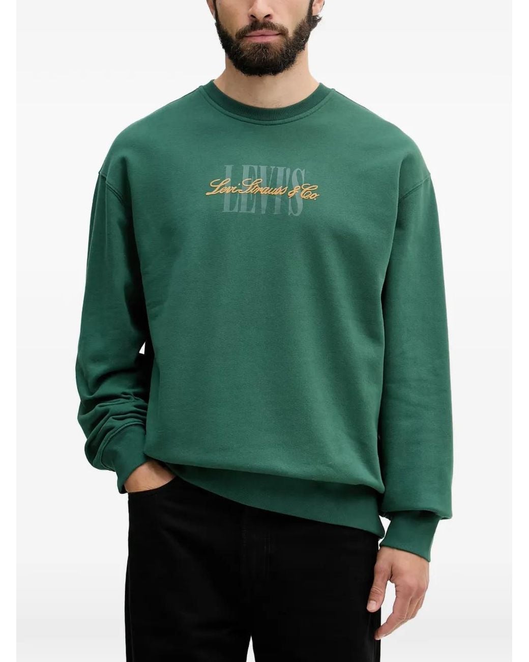 Levi's Green Logo-Detail Crew-Neck Sweatshirt for men