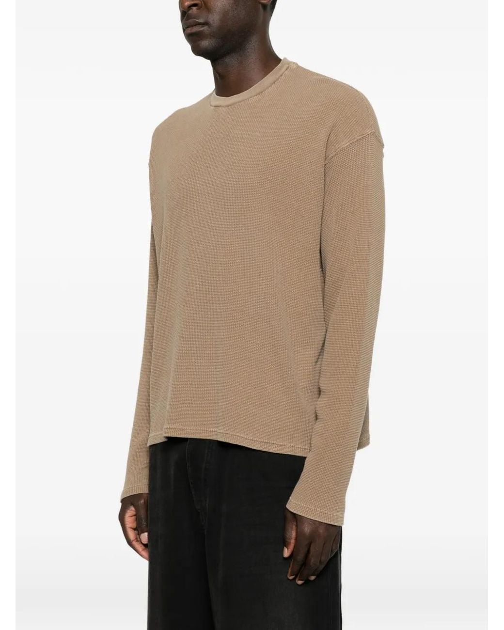 Ann Demeulemeester Natural Graphic-Print Waffle-Knit Sweater for men