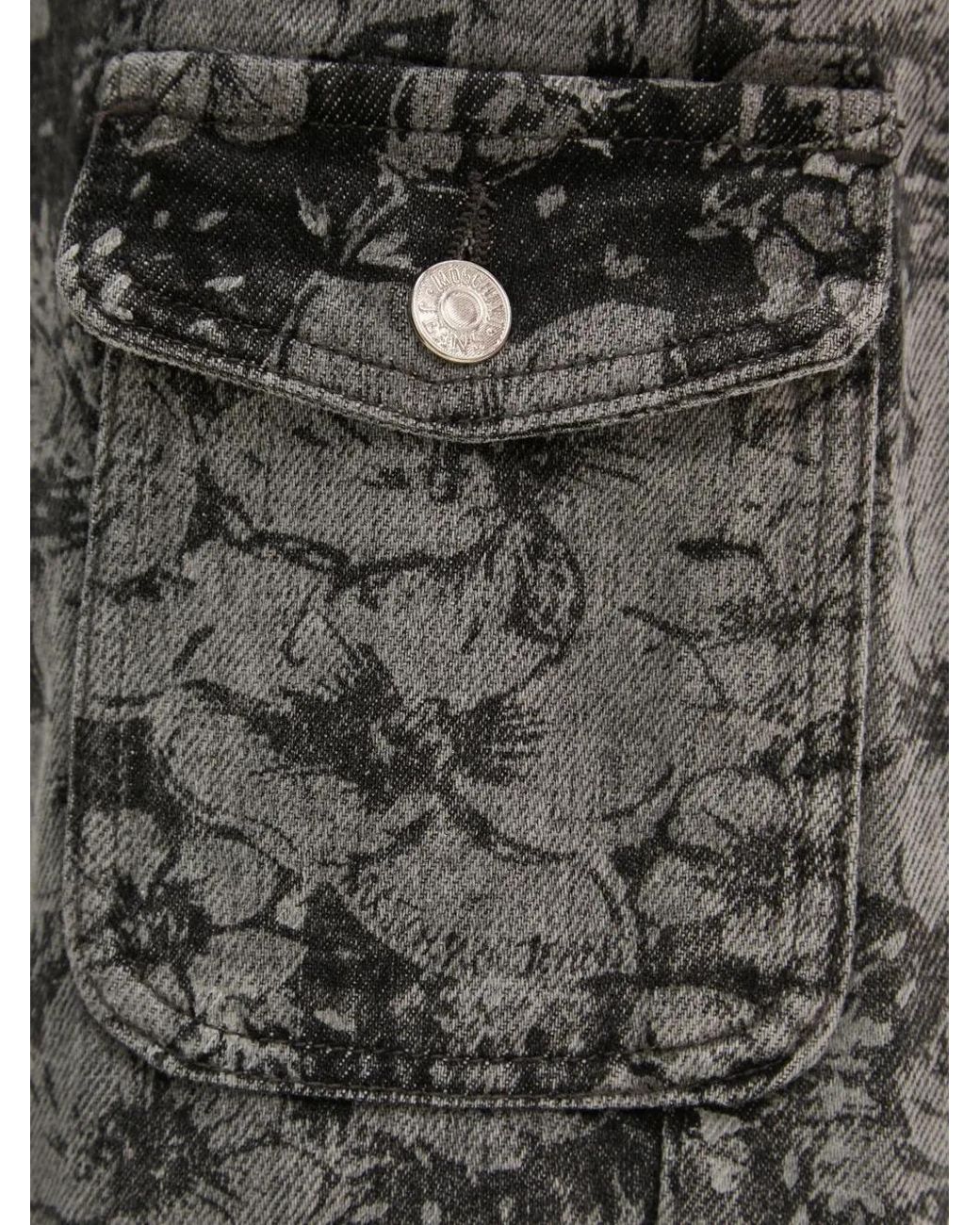 Moschino Black Floral-Print Cargo Jeans