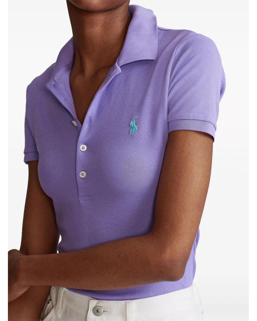 Polo Ralph Lauren Purple Embroidered Cotton Polo Shirt