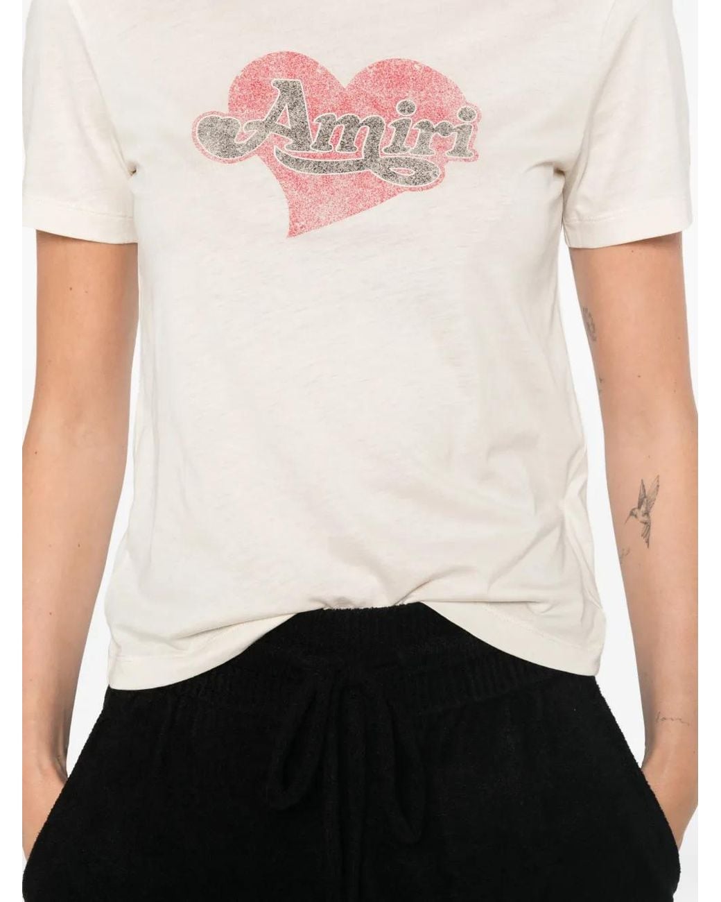 Amiri Pink T-Shirt À Logo Cœur Imprimé