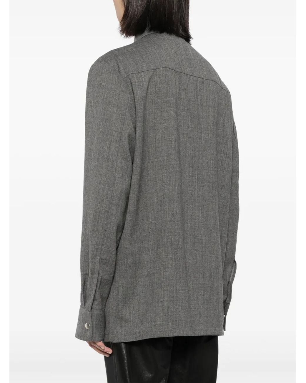 Jil Sander Gray Felted Wool Flannel Shirt for men