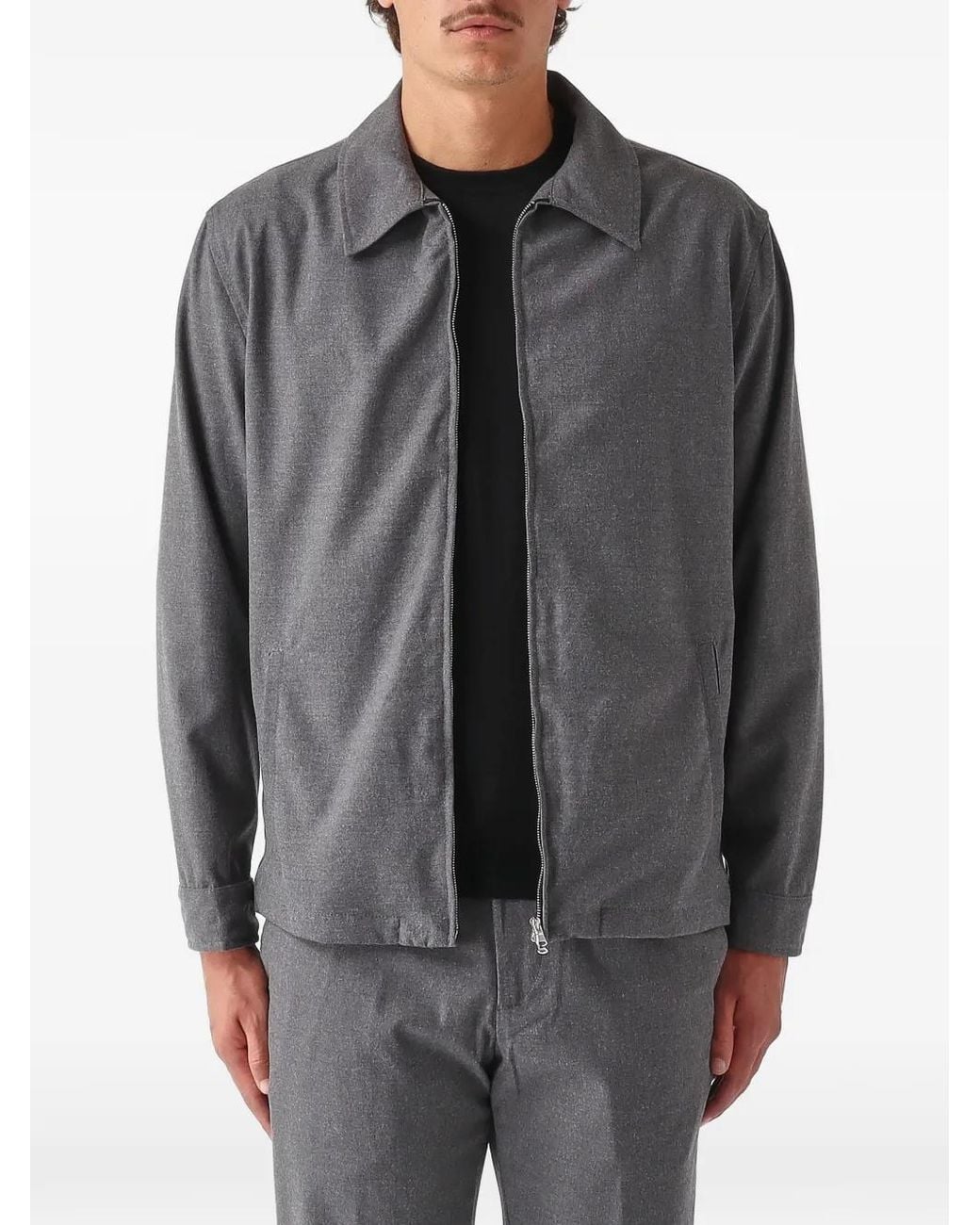 White Sand Gray Davidzip Spread-Collar Jacket for men