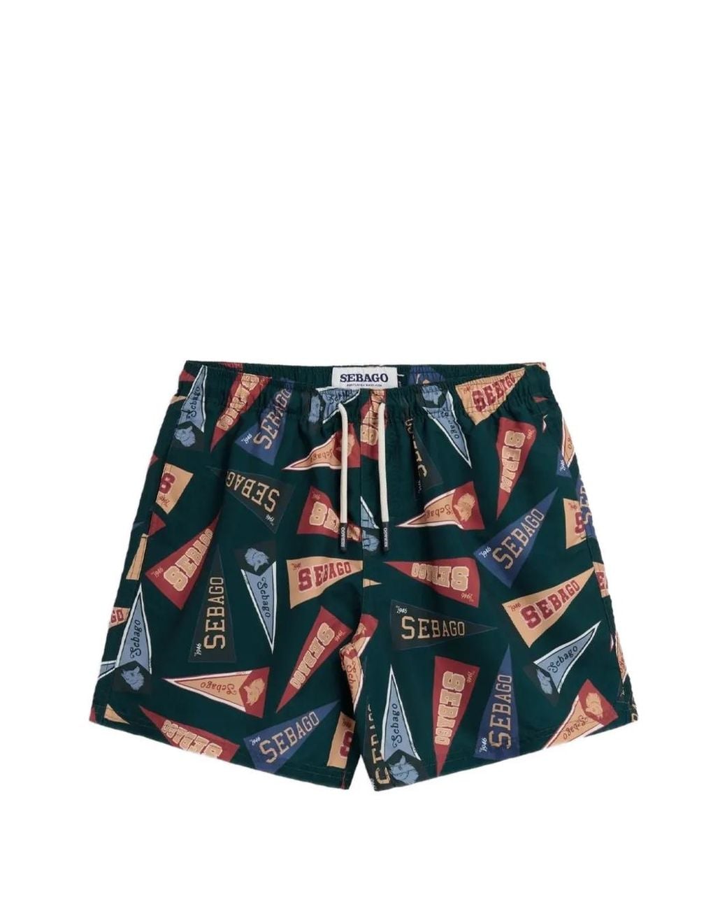 Sebago Green Patterned Sandbeach Shorts for men
