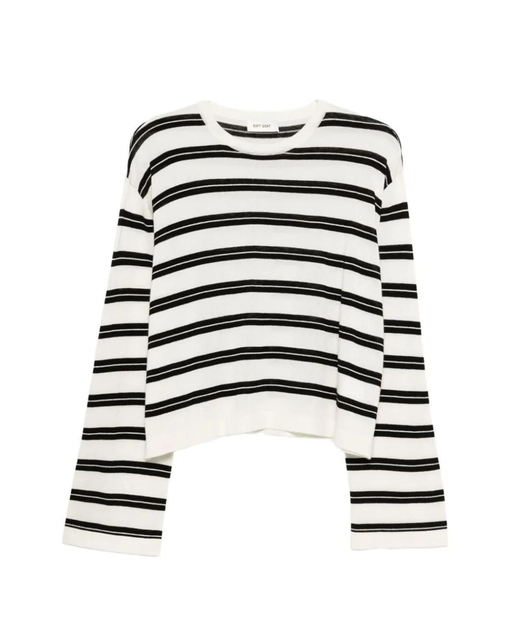 Soft Goat White Pullover Mit Querstreifen