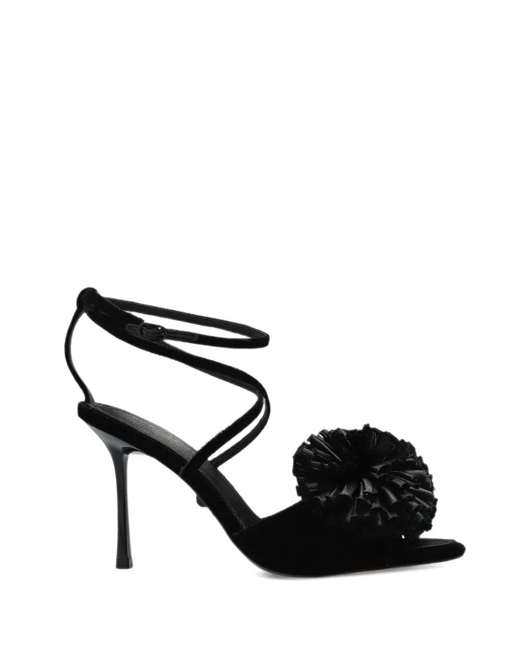 Kurt Geiger Black Pom Velvet Sandals