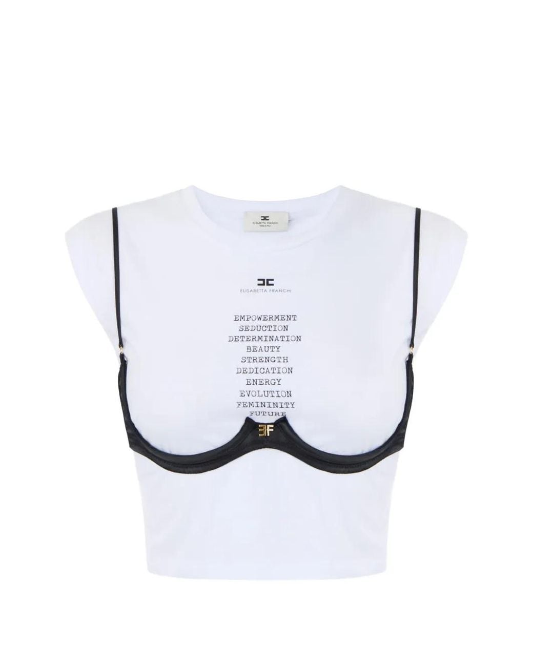 Elisabetta Franchi White Lightweight Jersey T-Shirt With Bra
