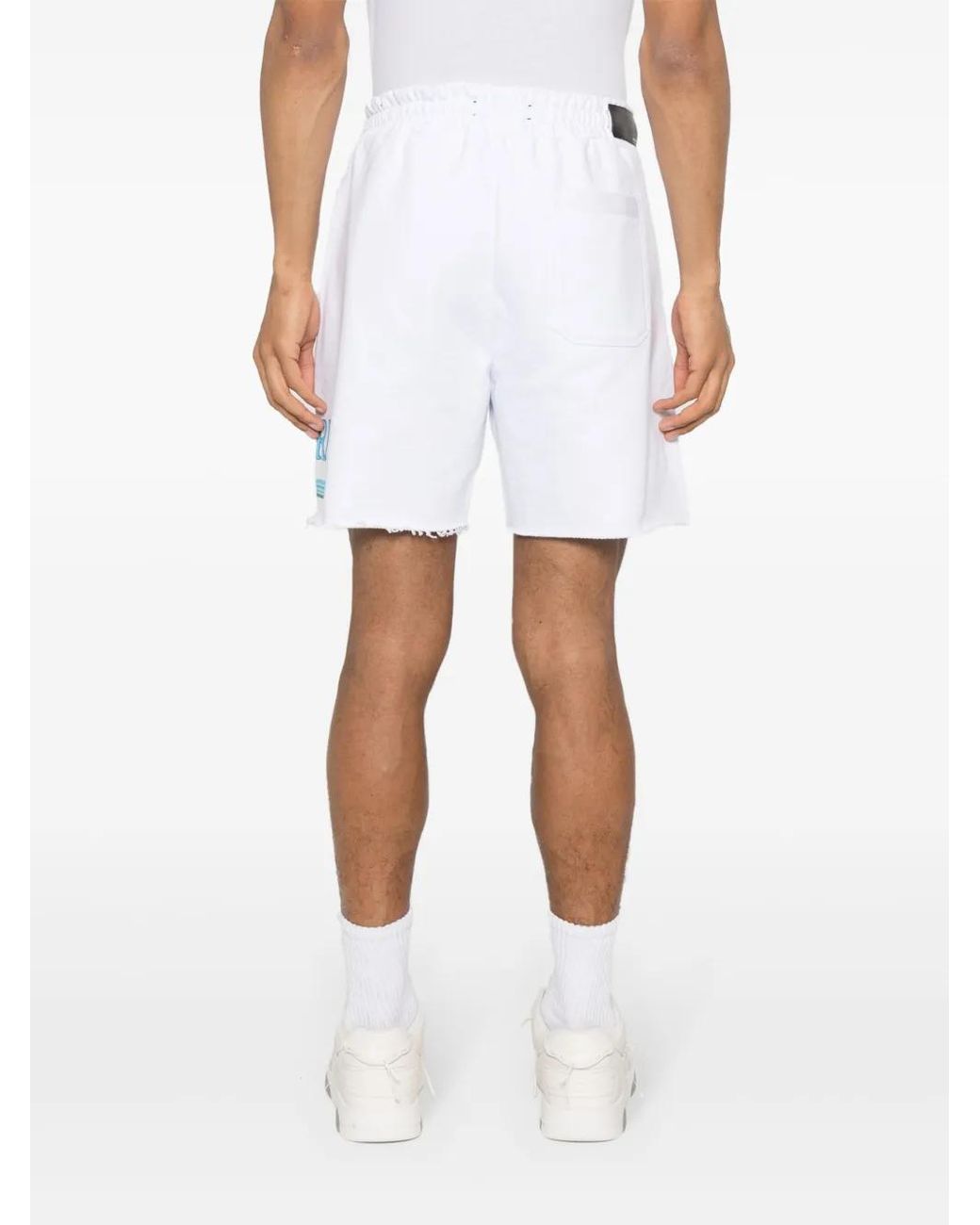 Amiri White Rubberised-Logo Cotton Shorts for men