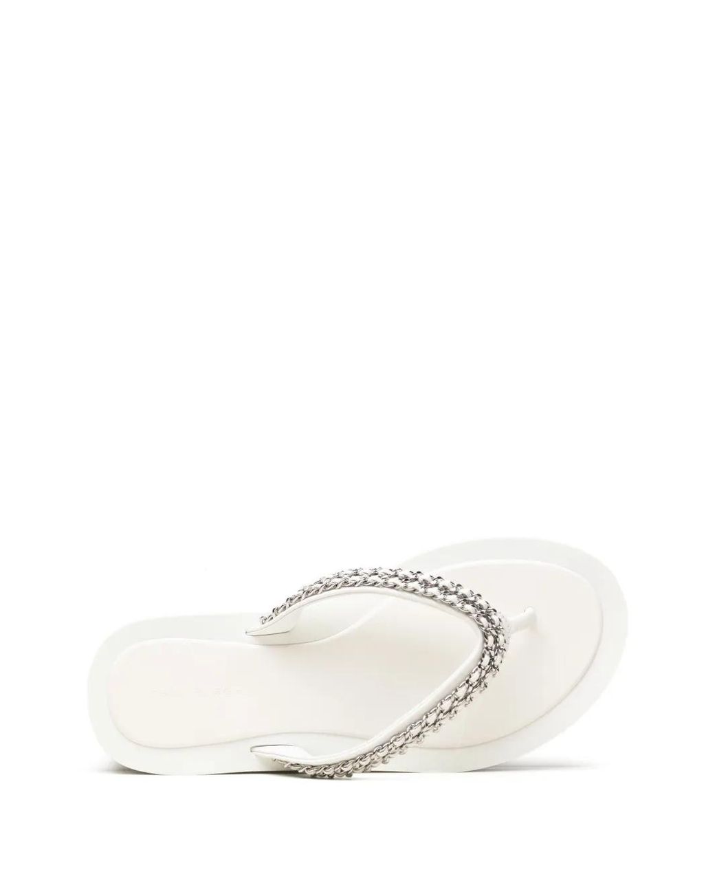 Tory Burch White Tongs Kira À Détail De Chaîne