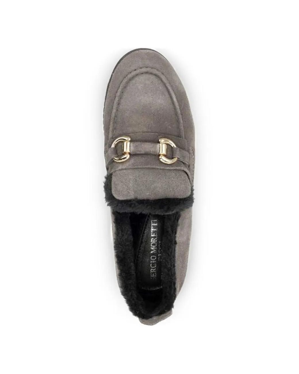 SERGIO MORETTI FIRENZE Gray Shearling-Trim Loafers