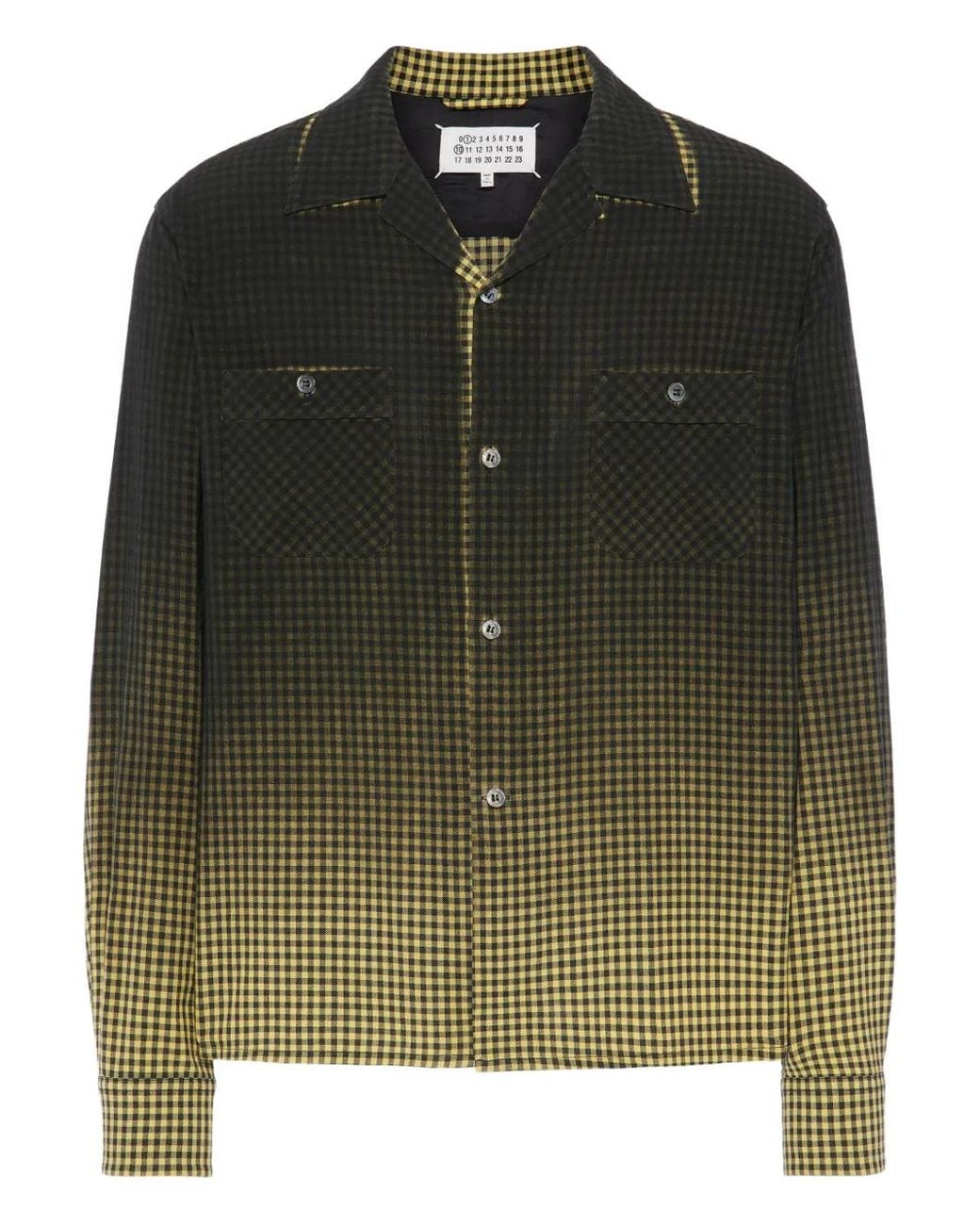 Maison Margiela Green Gradient Check Shirt for men