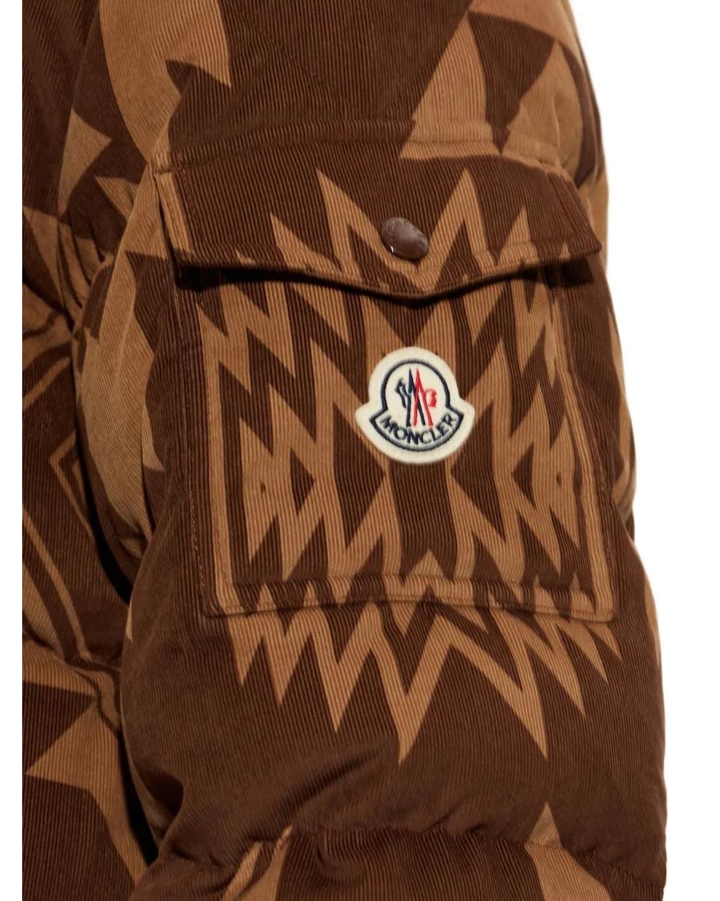 Moncler Brown Boislune Geometric-Patterned Down Jacket for men