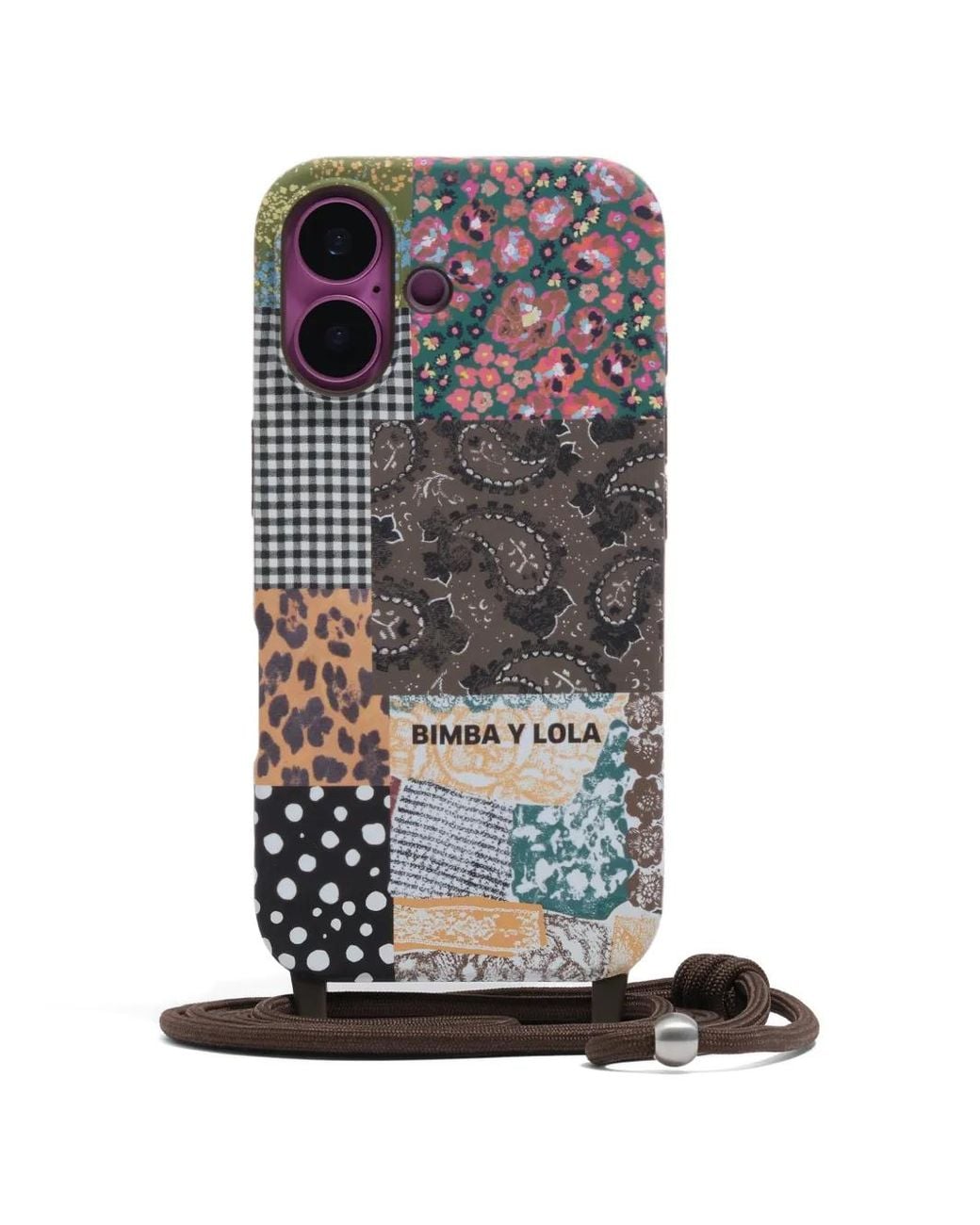 Bimba Y Lola Brown Patchwork Iphone 16 Rigid Case