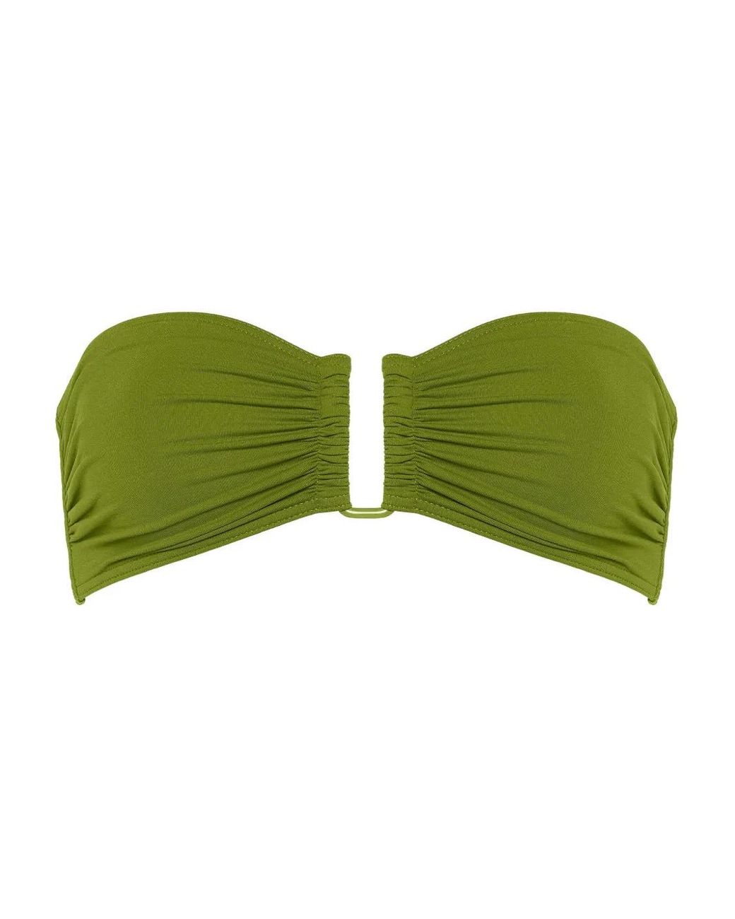 Eres Green Show Ruched Bandeau Bikini Top