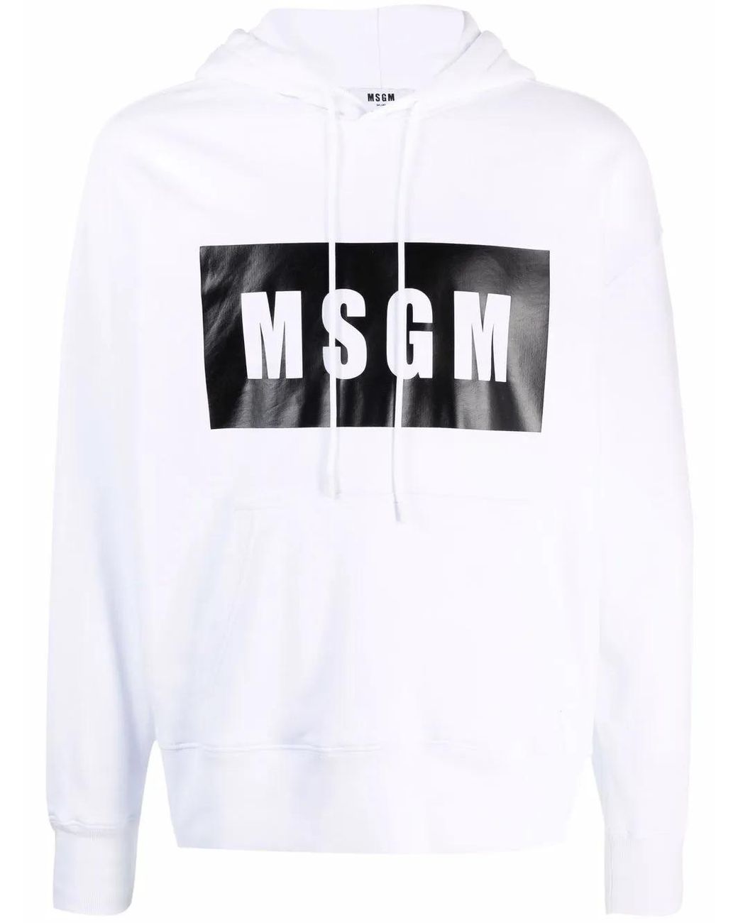 MSGM White High-Contrast Logo Hoodie for men