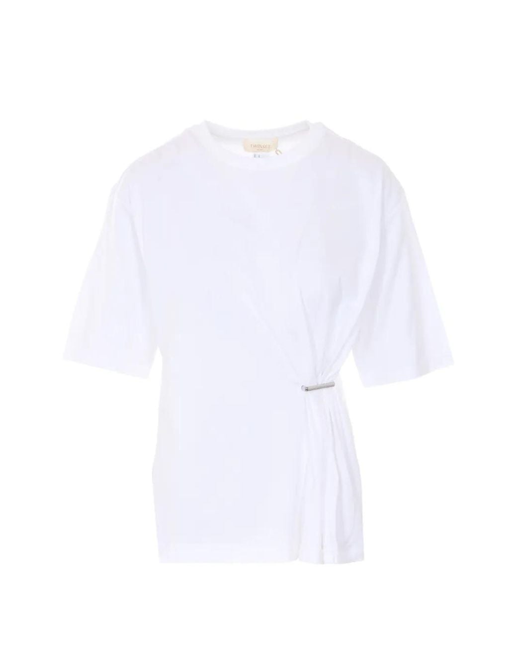 Twinset White Plaque Ruffle T-Shirt