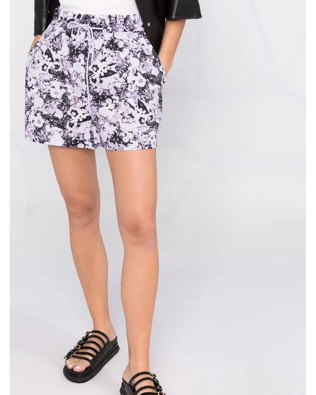 Remain Purple Paperbag Waist Abstract Pattern Shorts