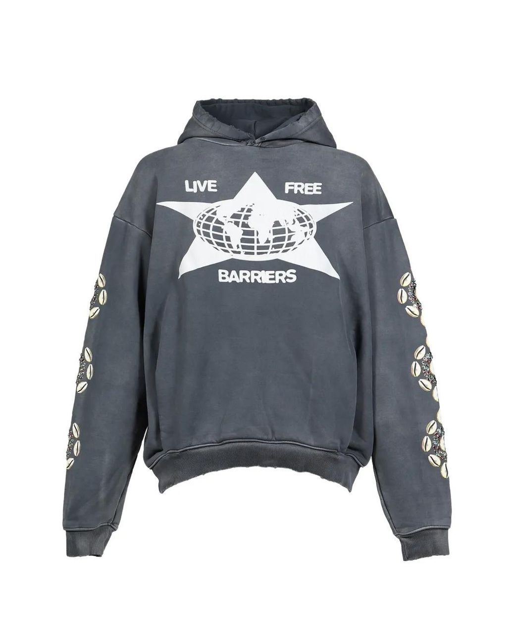 Barriers Gray Cowrie Crystal Hoodie for men