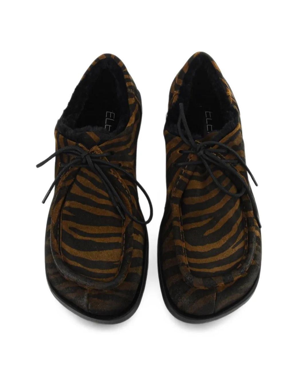 Elena Iachi Black Zebra-Print Derby Shoes