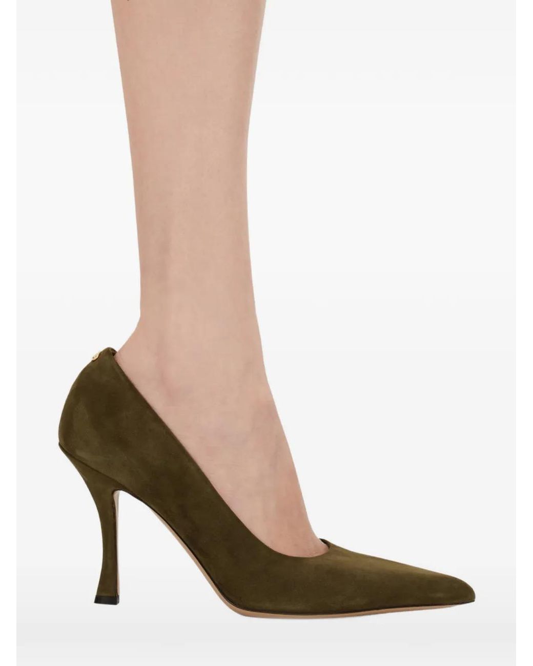 Ferragamo Green Pointed-Toe Suede Pumps
