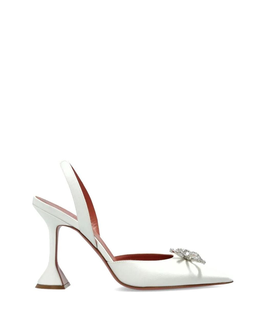 AMINA MUADDI White Rosie Crystal Bow Sling Pumps