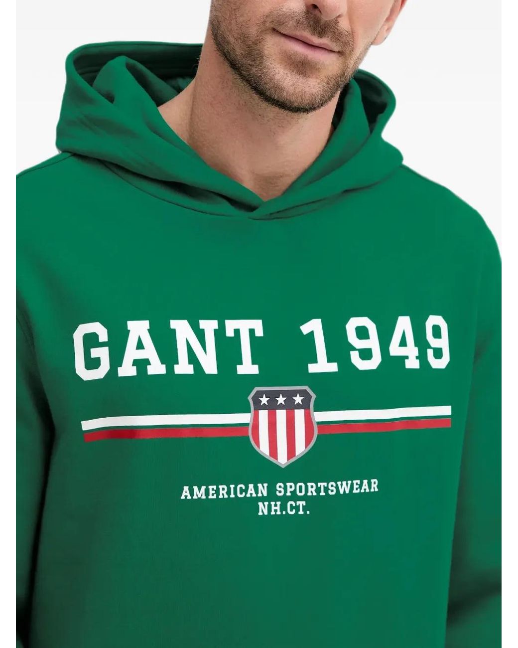 Gant Green Logo-Print Hoodie for men