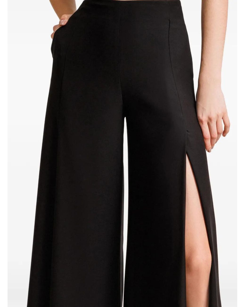 Gemy Maalouf Black Pantalon Palazzo À Fentes Latérales