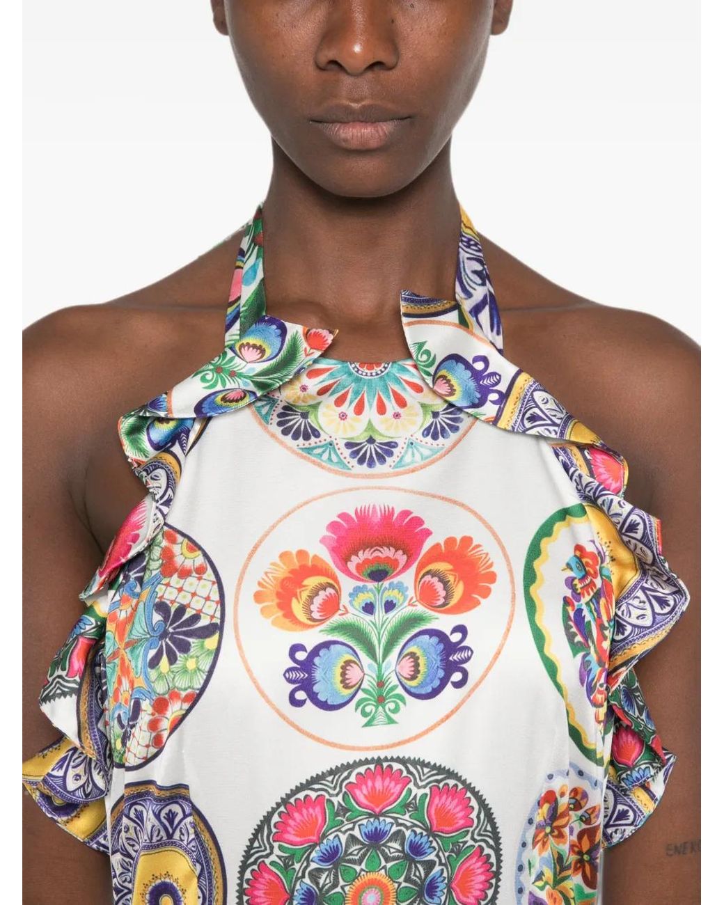 Twinset White Graphic-Print Maxi Dress