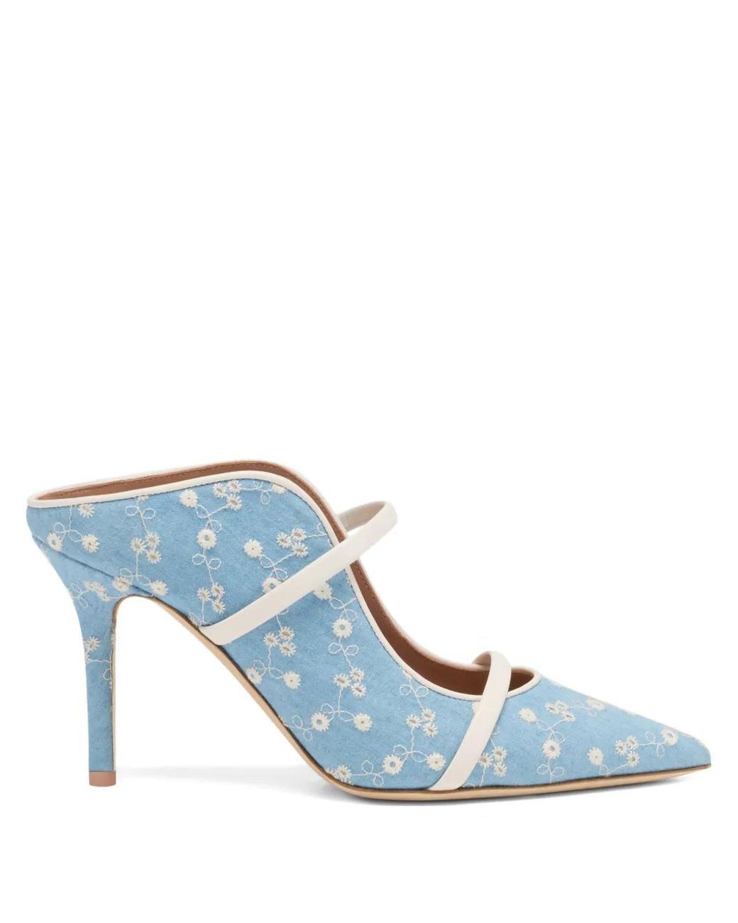 Malone Souliers Blue Maureen Floral-Printed Mules