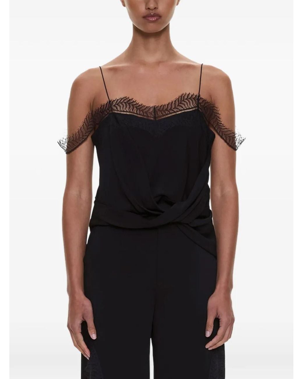 Christopher Esber Black Miro Lace-Trim Top