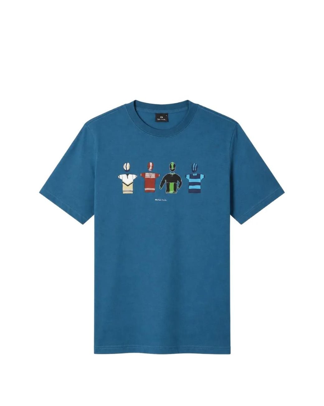 Paul Smith Blue Cycle-Jersey-Print T-Shirt for men