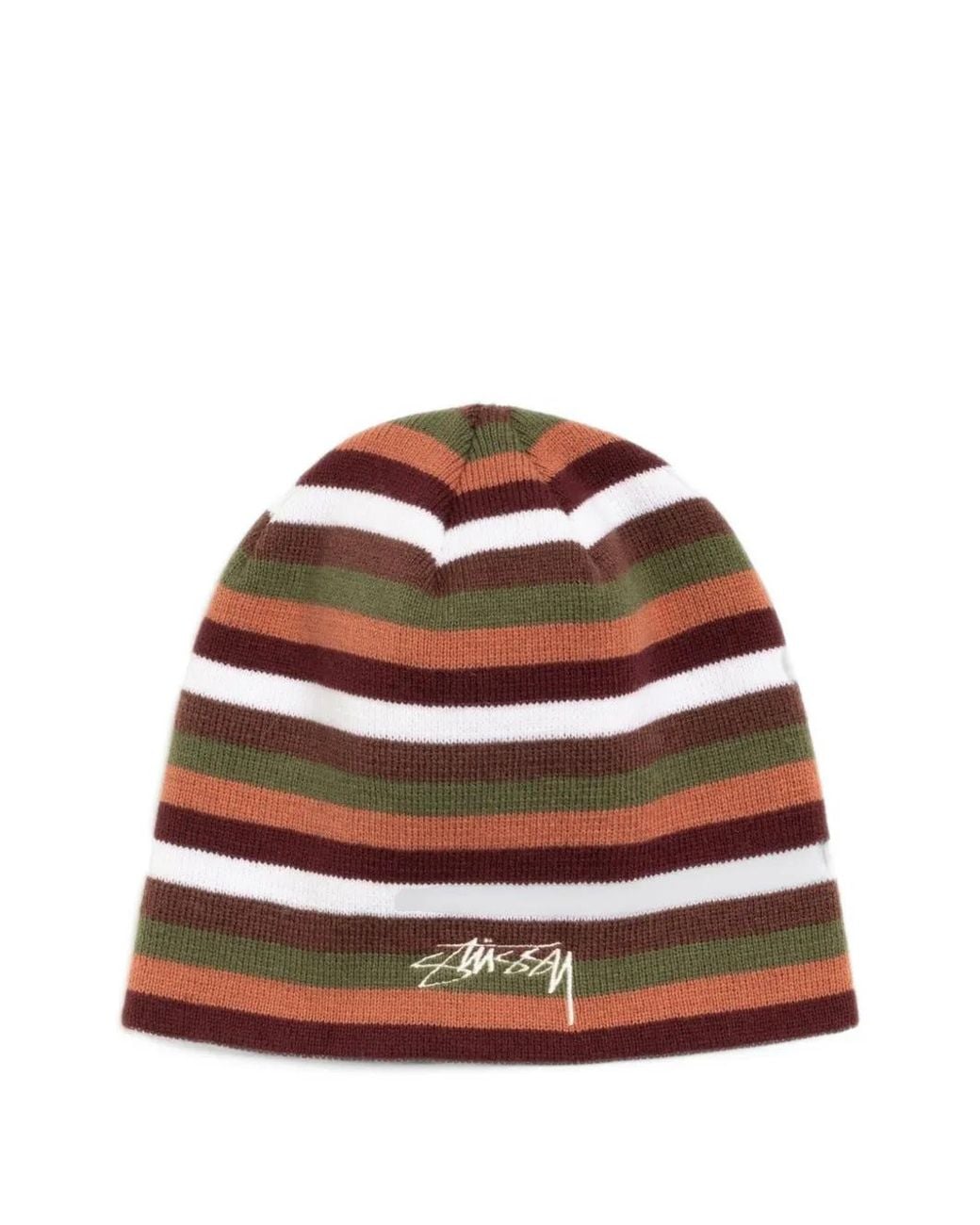 Stussy Brown Smooth Stock Striped Beanie Hat