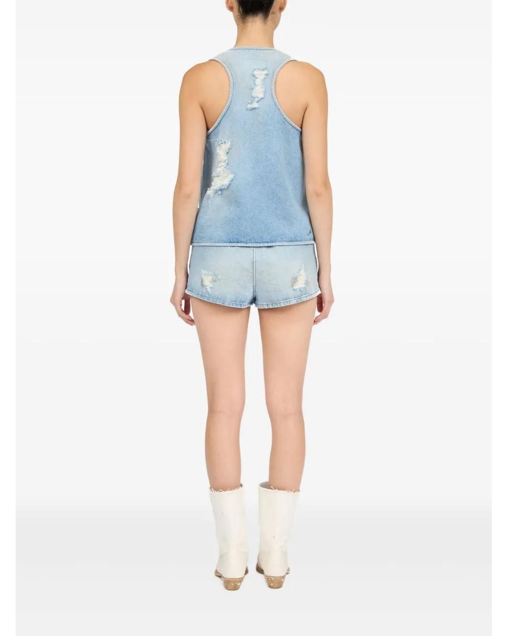 MM6 by Maison Margiela Blue Distressed Effect Waistcoat