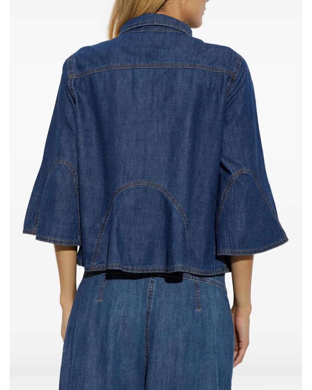 Munthe Blue Chemise En Jean Vunna À Manches Évasées