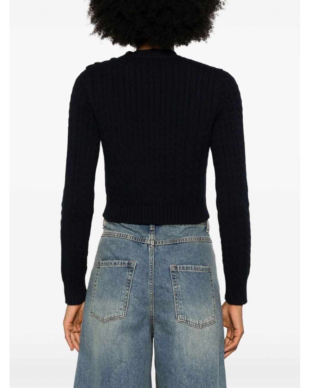 Black knit cropped sweater hot sale