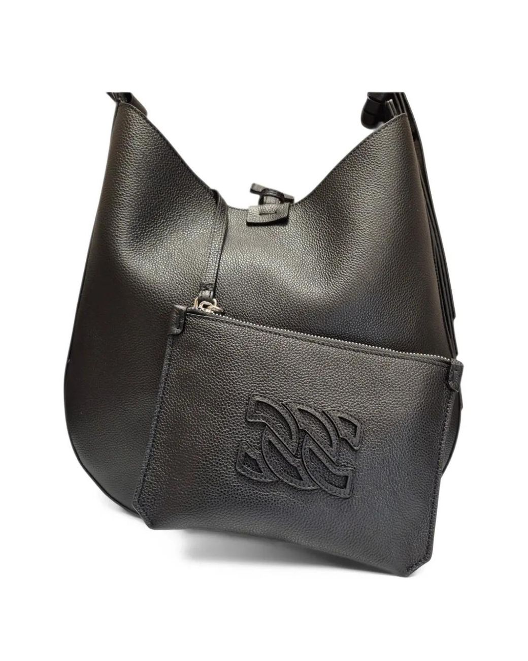 Casadei Black Medium Vandome Logo-Patch Handbag