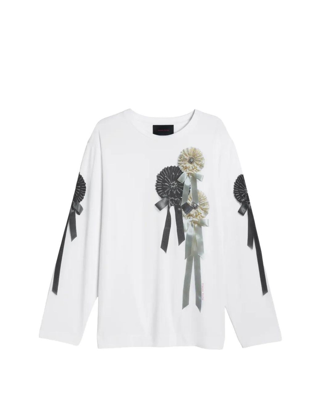 Simone Rocha White Rosette-Print Long-Sleeve T-Shirt